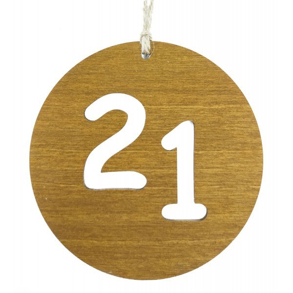 Χριστουγεννιατικο Ξυλινο Στολίδι με Επιγραφή "21" (10cm)